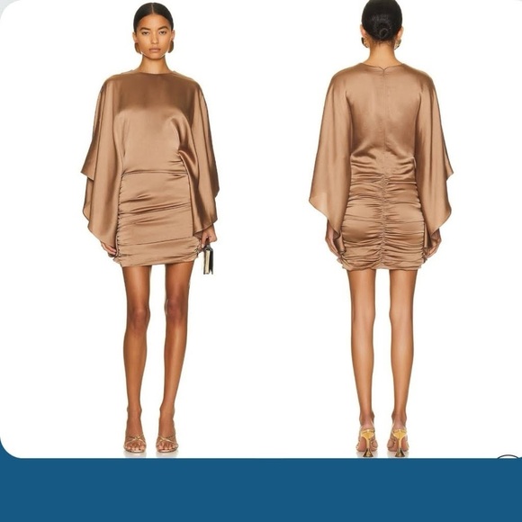 Brand new SIZE "0" with tags Jonathan Simkhai Bell sleeve mini in latte - Picture 3 of 10